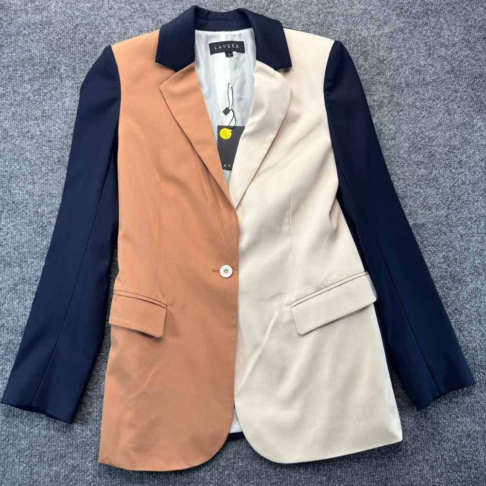 Laveer Color Block Revelry Blazer Jacket Womens 0 NWT Ivory Navy Mocha Shopbop